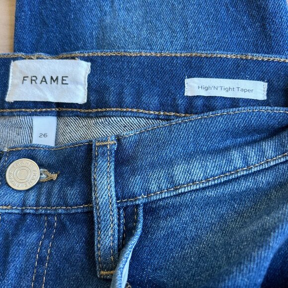 FRAME High N’ Tight Taper Jeans Jericho Denim Size 26 Womens - Picture 6 of 10